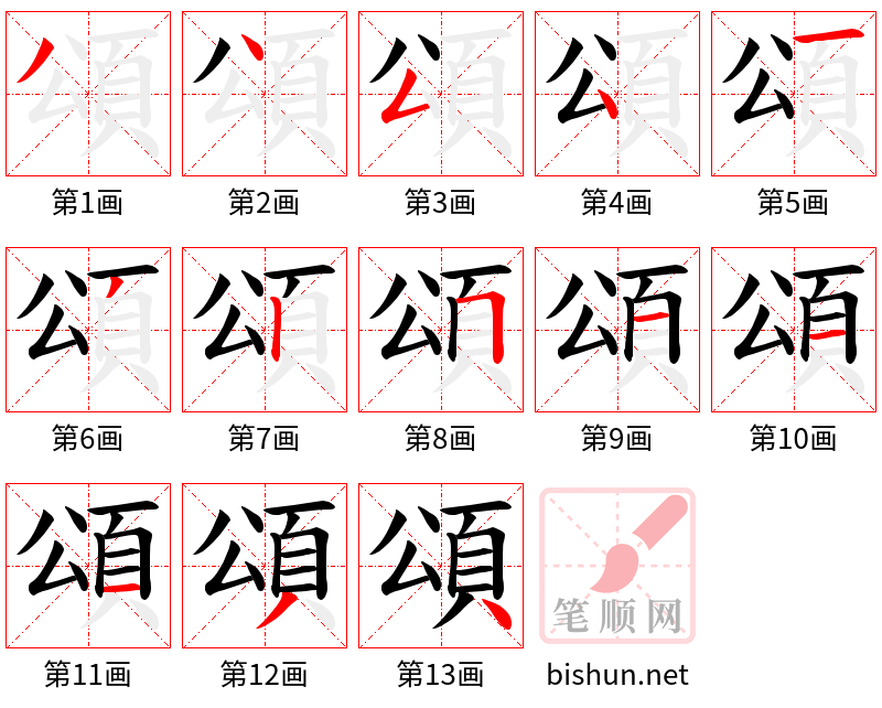 頌 笔顺规范