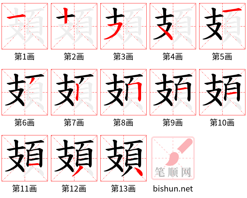 頍 笔顺规范