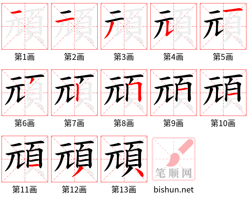 頑 笔顺规范