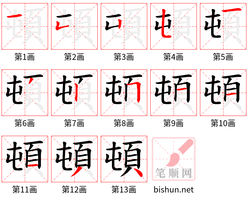 頓 笔顺规范