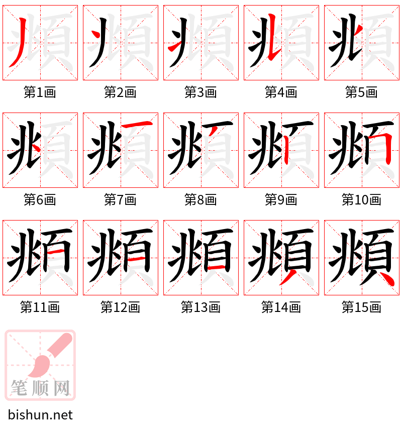 頫 笔顺规范