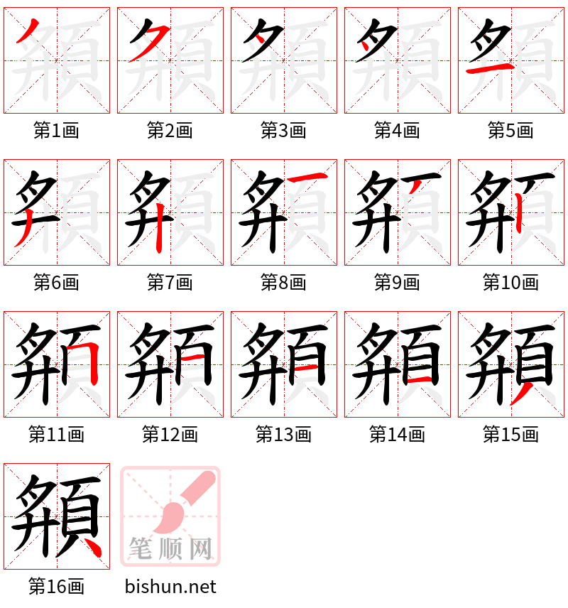 頯 笔顺规范