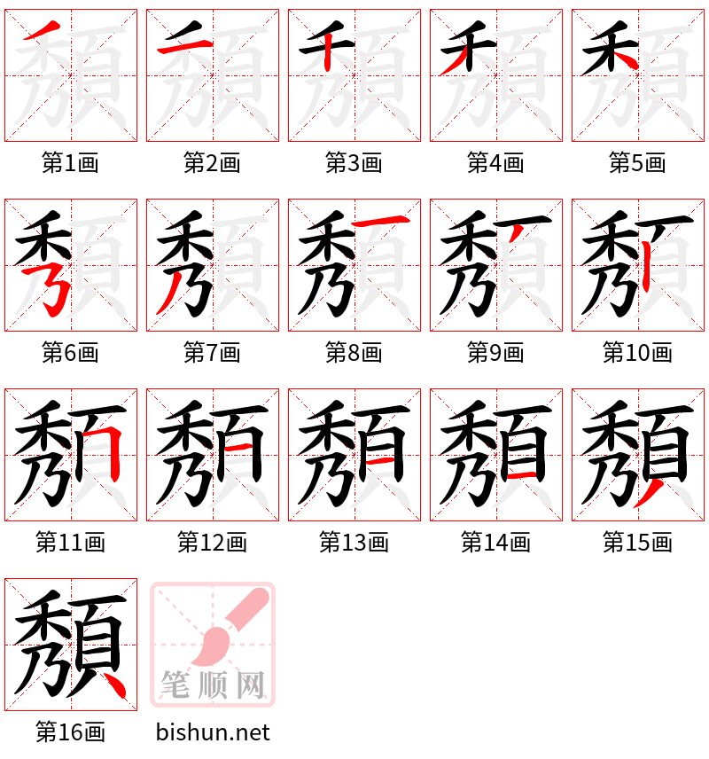 頺 笔顺规范