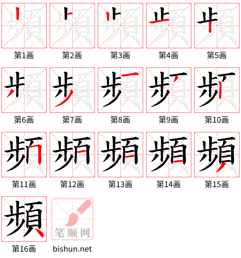 頻 笔顺规范