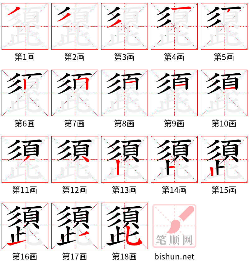 頾 笔顺规范