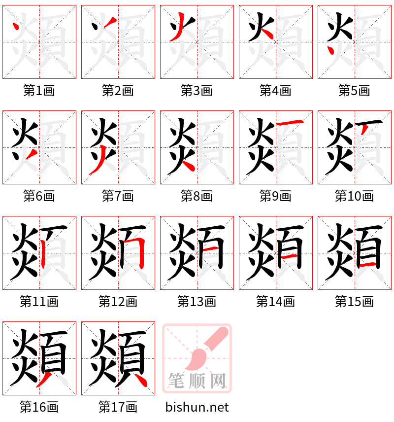 顃 笔顺规范