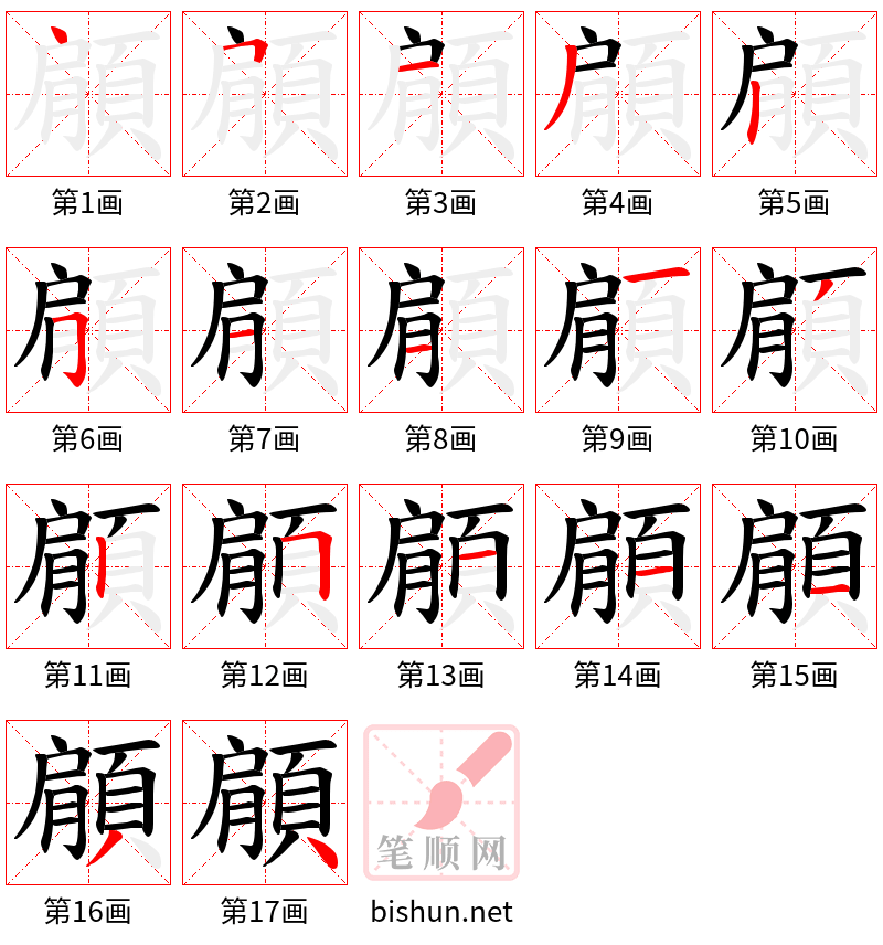 顅 笔顺规范