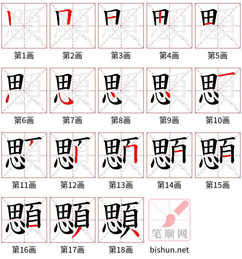 顋 笔顺规范