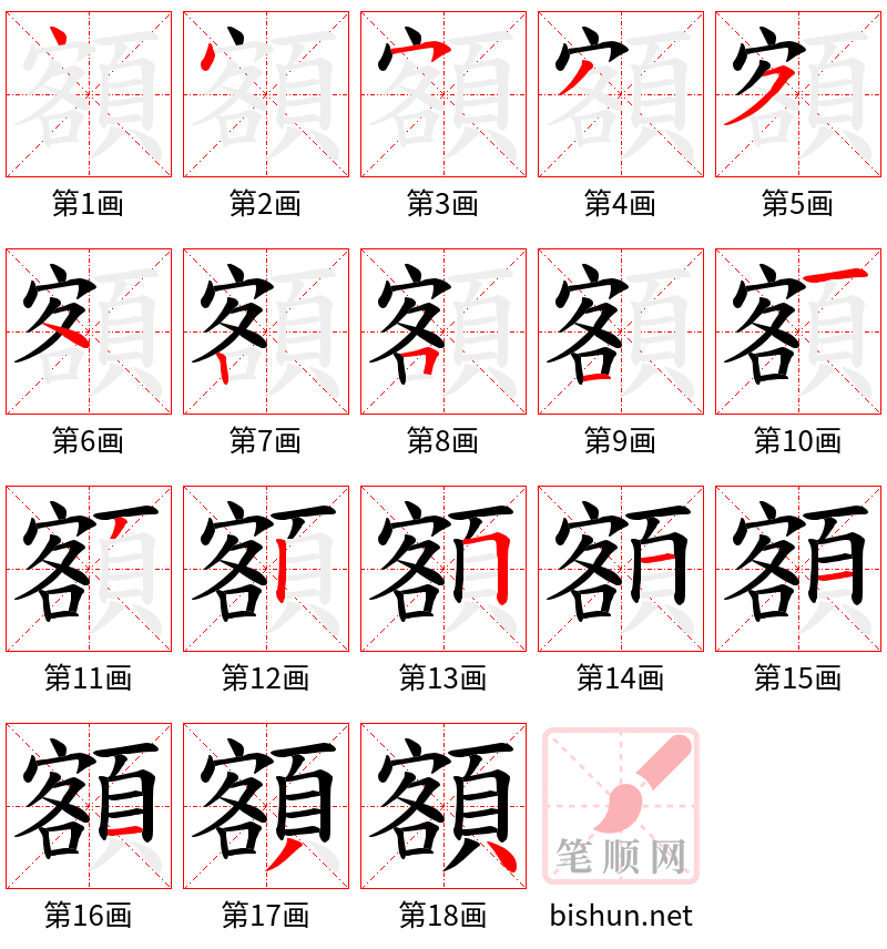 額 笔顺规范