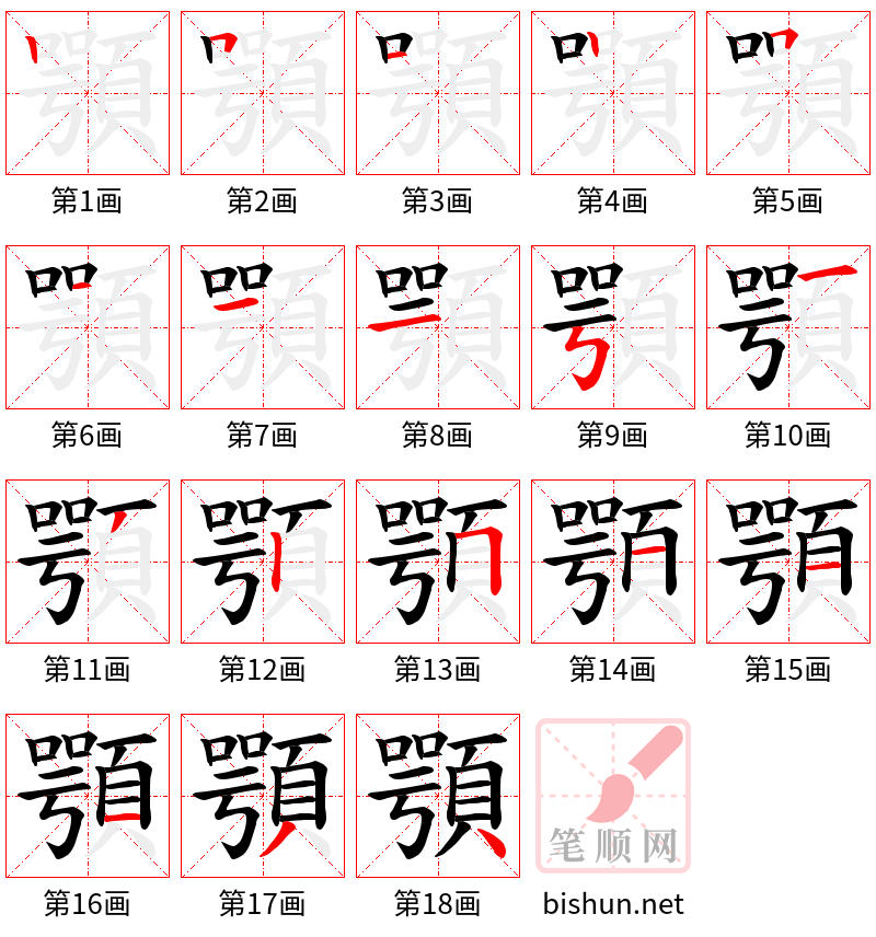 顎 笔顺规范