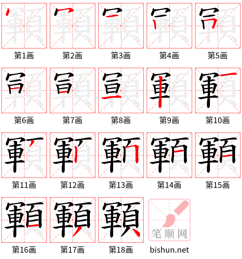 顐 笔顺规范