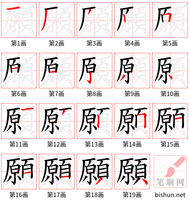 願 笔顺规范