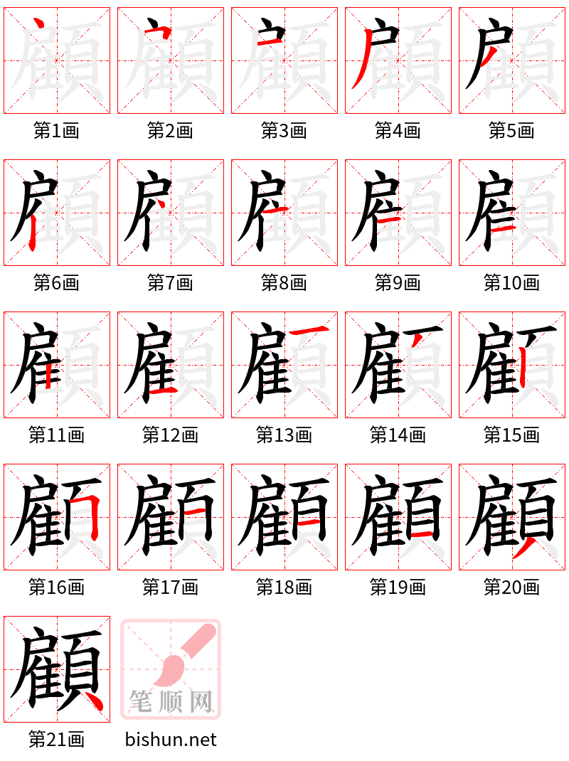 顧 笔顺规范