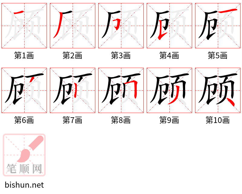 顾 笔顺规范