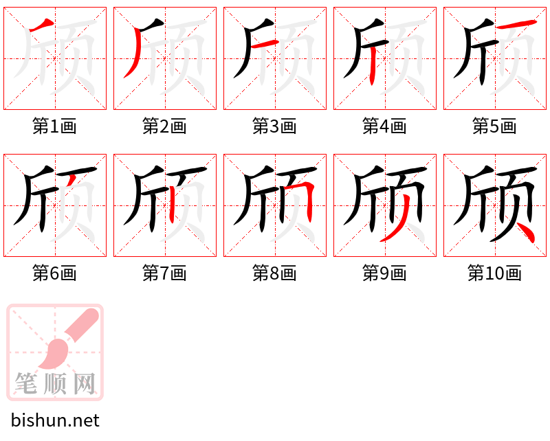 颀 笔顺规范