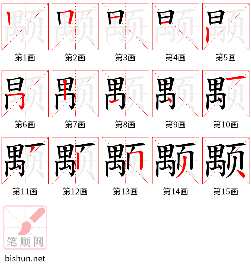 颙 笔顺规范