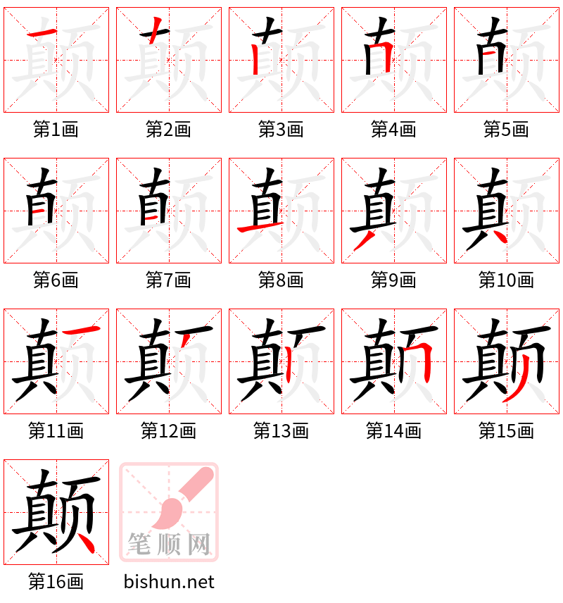 颠 笔顺规范