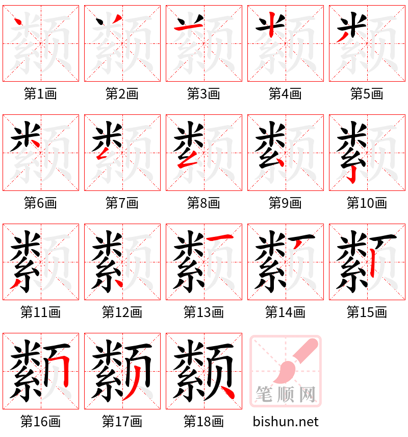 颣 笔顺规范