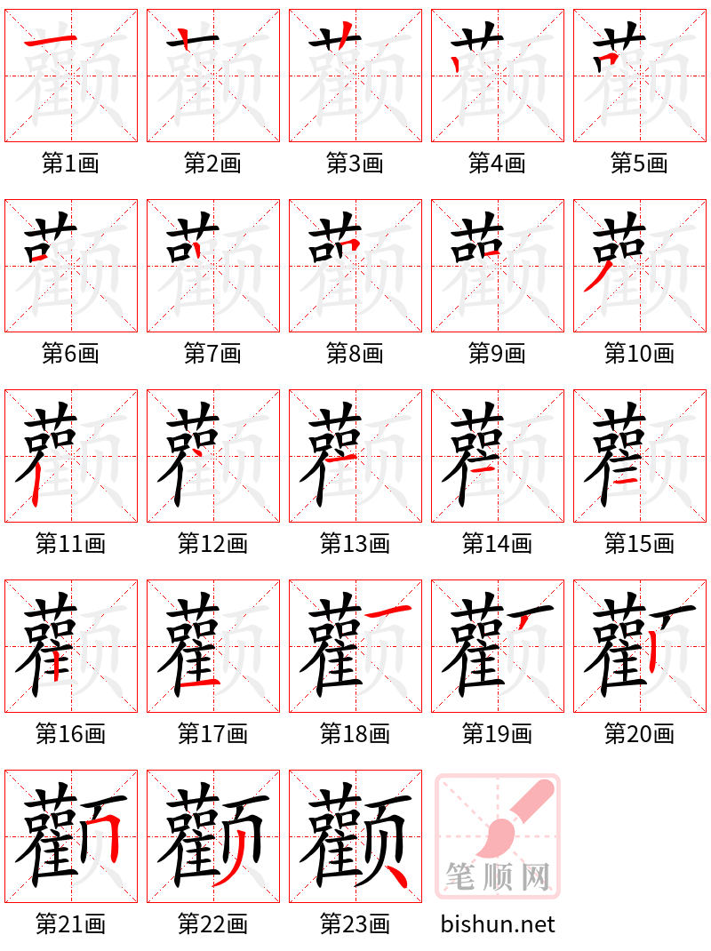 颧 笔顺规范