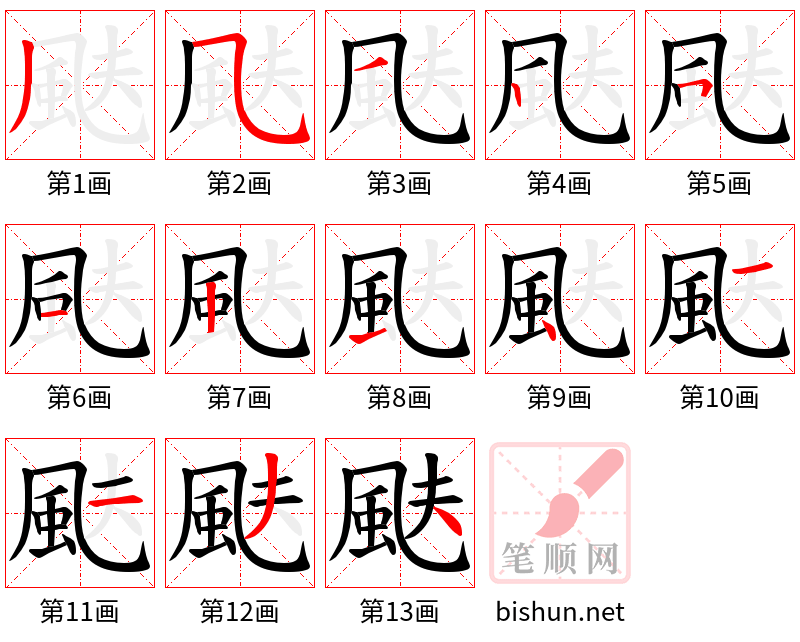 颫 笔顺规范