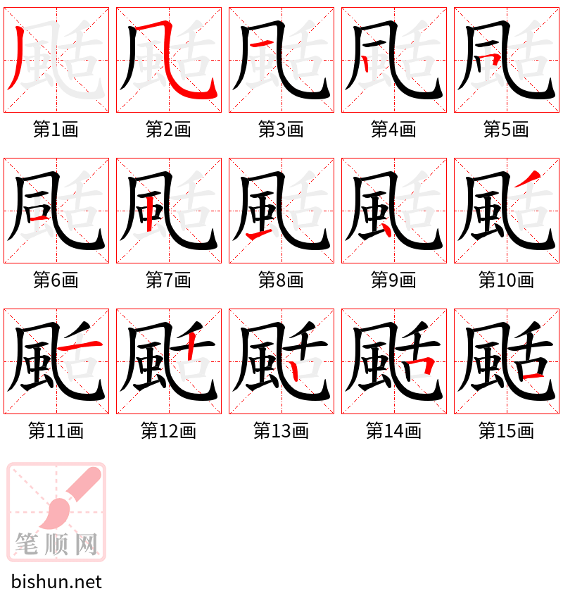 颳 笔顺规范