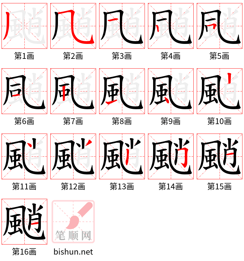 颵 笔顺规范