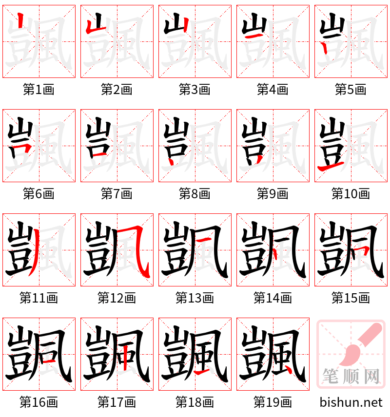 颽 笔顺规范