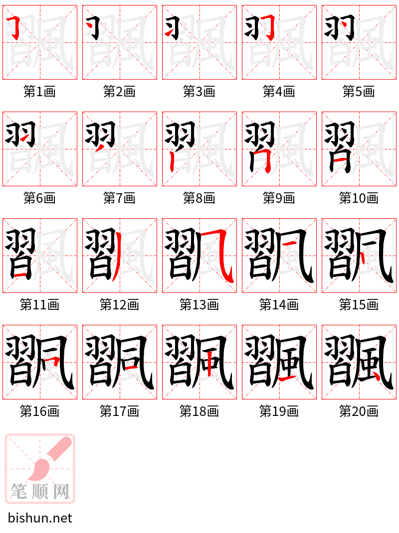 飁 笔顺规范