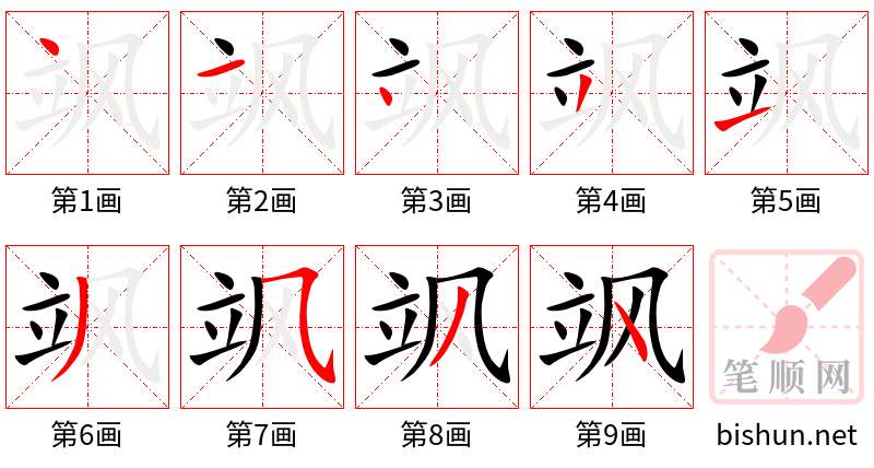 飒 笔顺规范