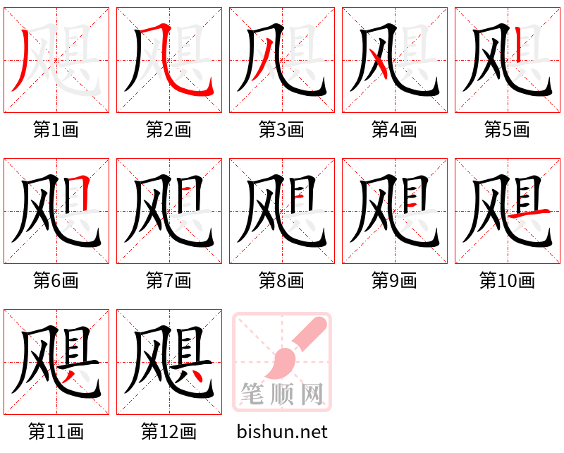 飓 笔顺规范