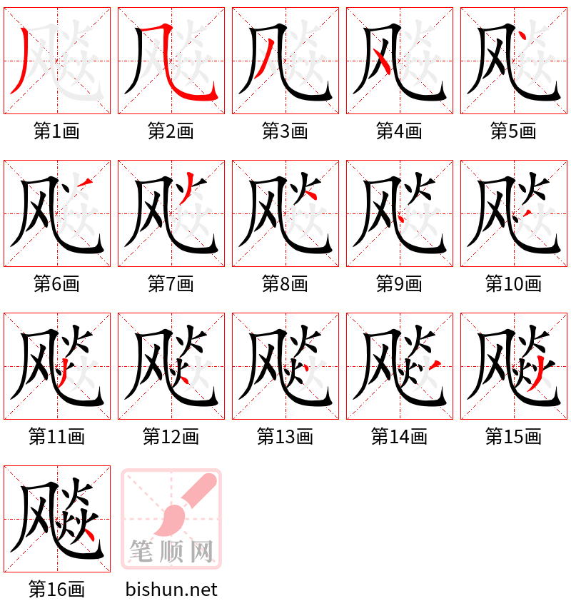 飚 笔顺规范