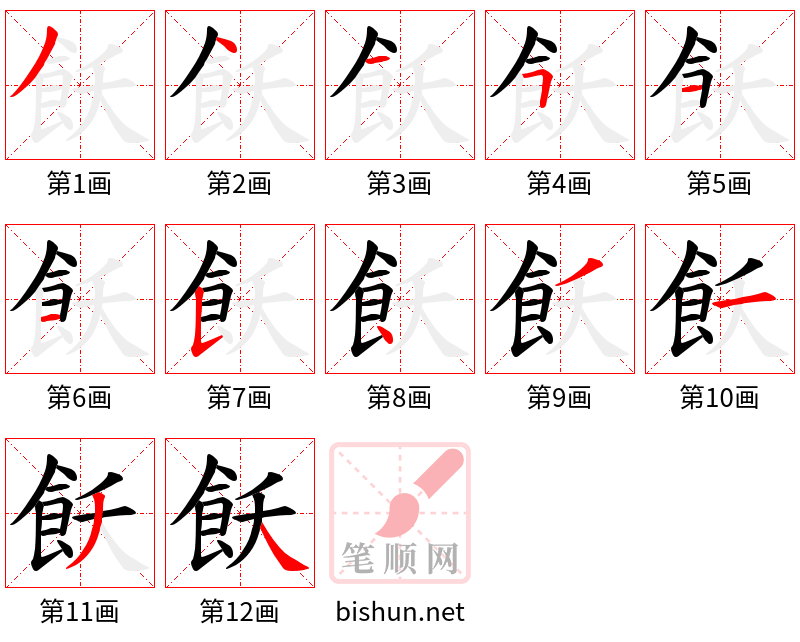 飫 笔顺规范