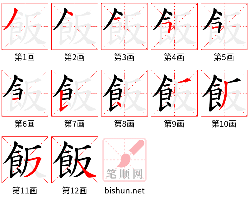 飯 笔顺规范