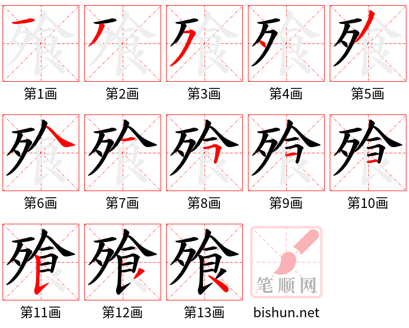 飱 笔顺规范