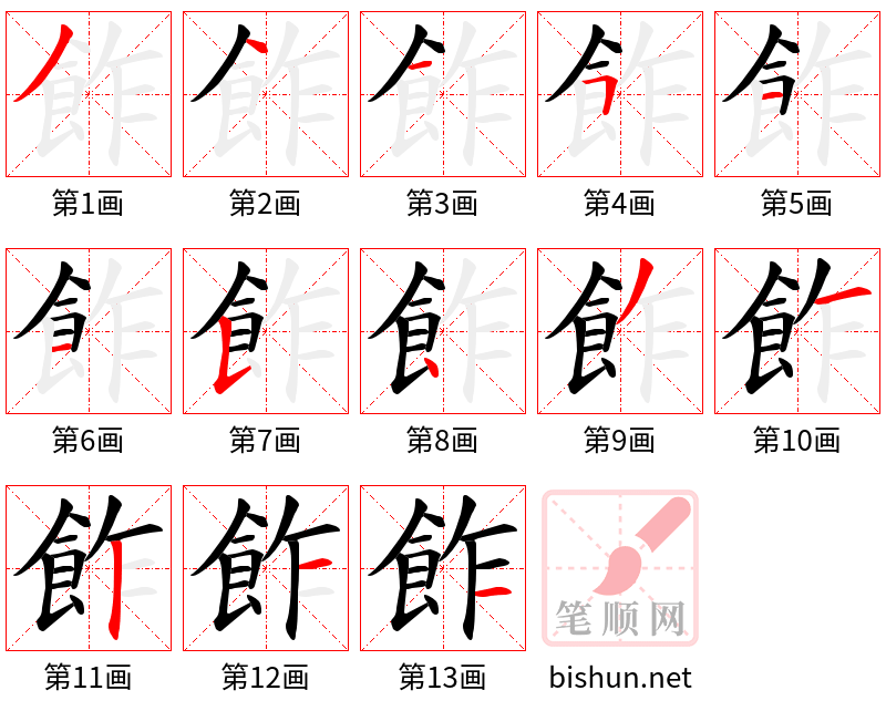 飵 笔顺规范