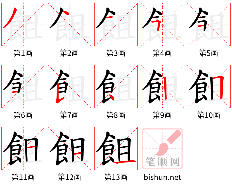 飷 笔顺规范