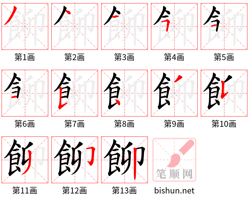 飹 笔顺规范