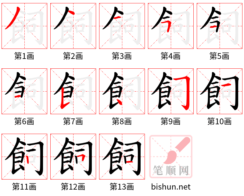 飼 笔顺规范