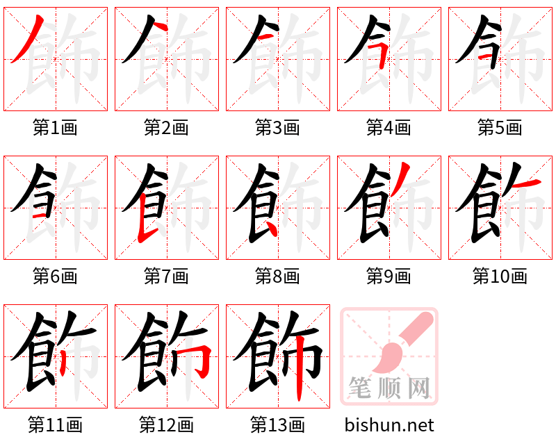 飾 笔顺规范