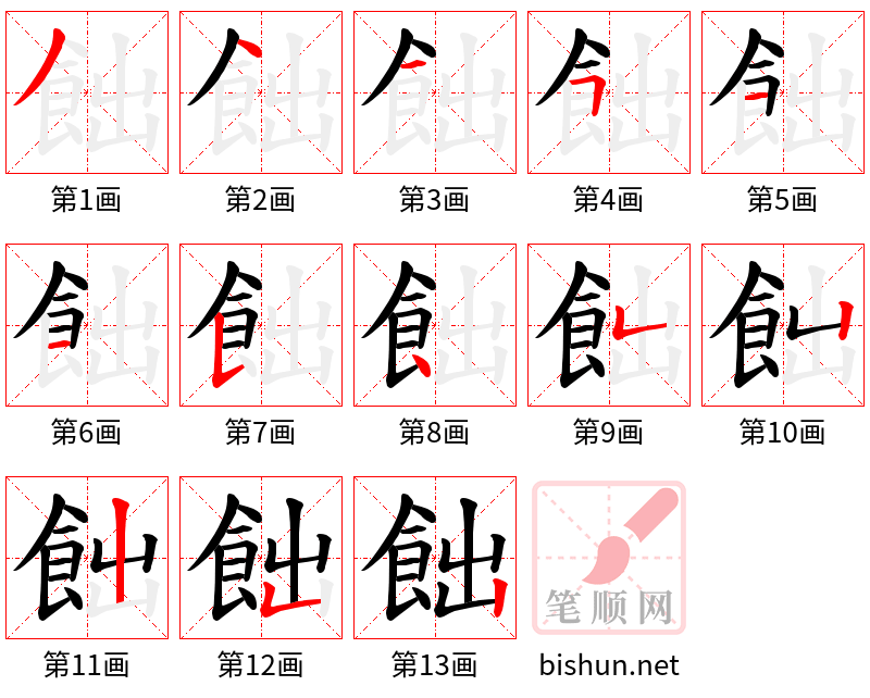 飿 笔顺规范