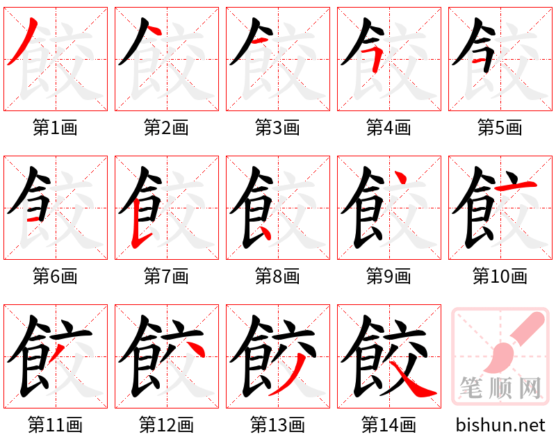 餃 笔顺规范