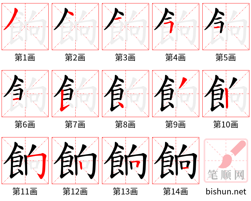 餉 笔顺规范