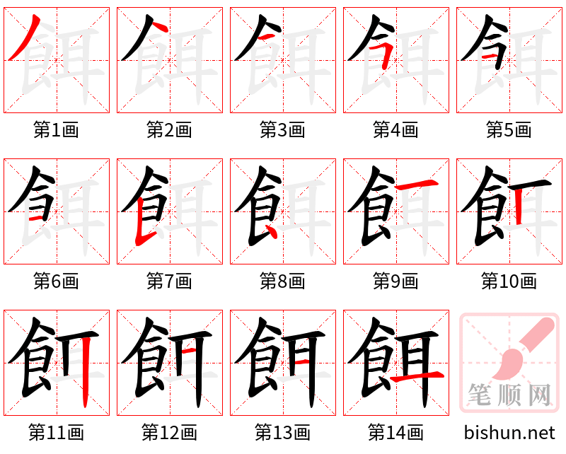 餌 笔顺规范