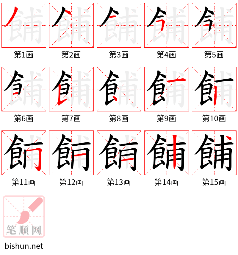 餔 笔顺规范