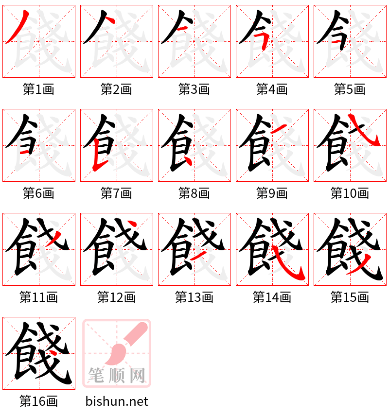 餞 笔顺规范