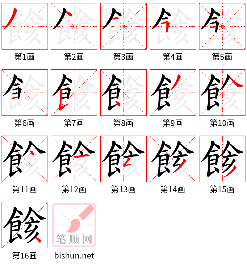 餩 笔顺规范