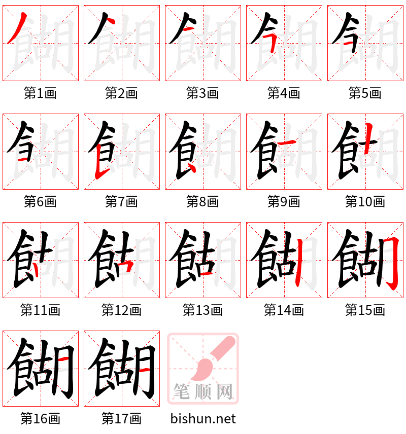 餬 笔顺规范