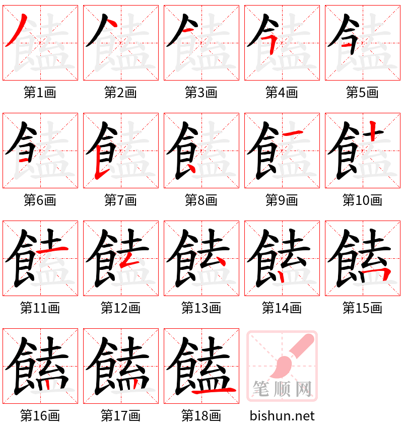 饁 笔顺规范