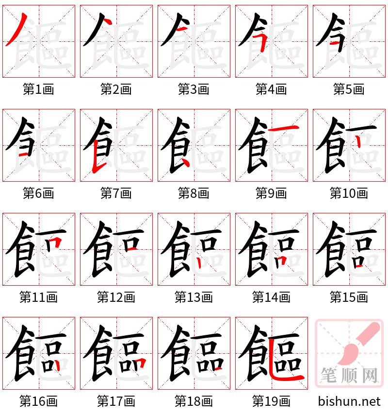 饇 笔顺规范