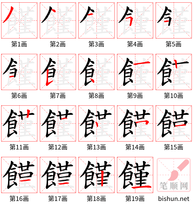 饉 笔顺规范